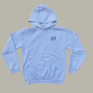 Jean-Michel‎ Basquiat Fishing Graphic White Pullover Hoodie Crown Logo Mens L